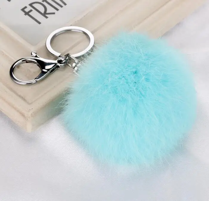 hzew silver color Key Chain Women Gifts Couples Keychain 8CM 100% real Rabbit Fur Ball Car | Украшения и аксессуары