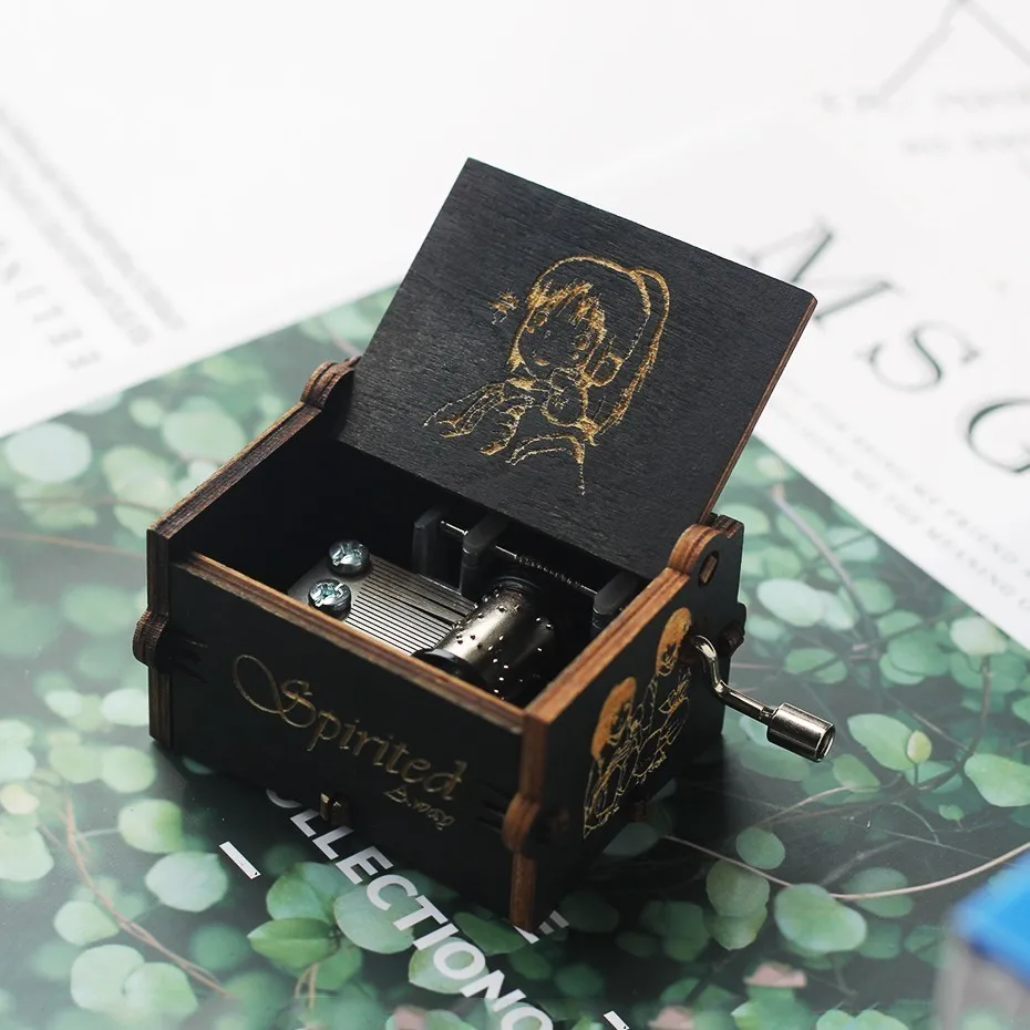Черный деревянный ручной коленчатый музыкальная шкатулка игра трон Zelda Звездные войны Унесенные призраками Рождественский подарок декоратор день рождения Presentt