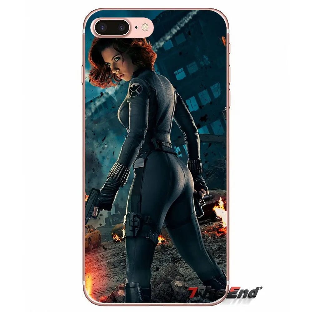 Знаменитый герой Черная Вдова аксессуары Чехлы для iPhone X 4 4S 5 5S 5C SE 6 6S 7 8 Plus Samsung Galaxy