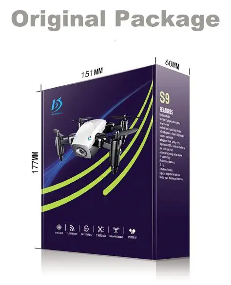 s9 no wifi retailbox Горячая RC S9HW мини Дрон с камерой HD S9 без камеры складной RC Квадрокоптер высота удержания вертолет WiFi FPV Микро Карманный Дрон - Цвет: s9 no wifi retailbox