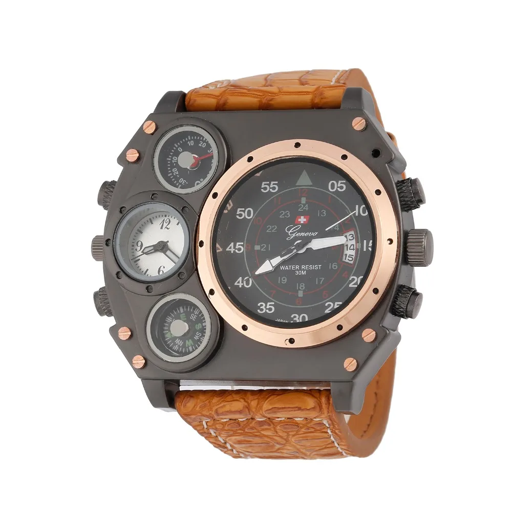 Часы с большим циферблатом деловые часы двойным дисплеем для мужчин спортивные