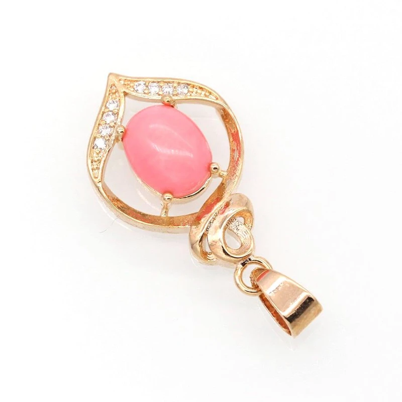 GZJY Charming Gold Color Natural Zircon Pink Coral Pendant Necklaces For Women Fashion Jewelry Birthday Best Friends Gifts H08-2 | Украшения