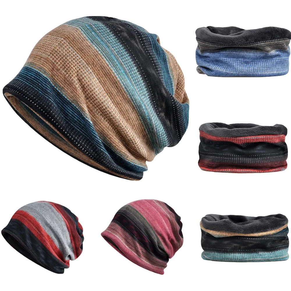 

Plus Soft Velvet Slouchy Beanie Hat Warm Oversized Ski Cap Neck Scarf Multi-Use HATRX0002