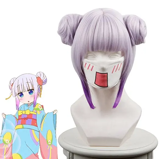 Kobayashi-san Chi no Maid Dragon Miss Kobayashi's Kanna Kamui Kamuy Kobayashi Cosplay Wig with Buns |