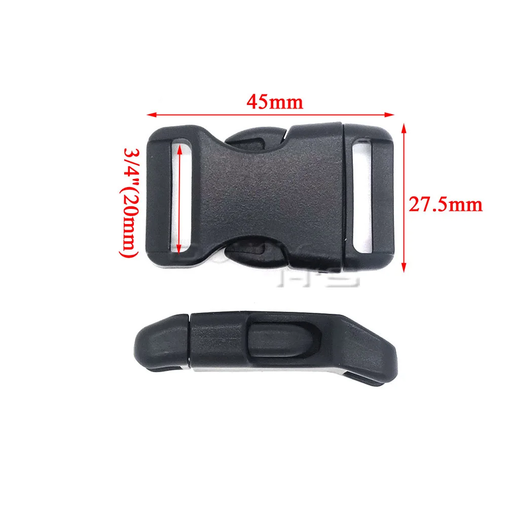 5 шт./лот 3/4 &quot(20 мм) изогнутые черные пластиковые пряжки для Паракорда браслеты