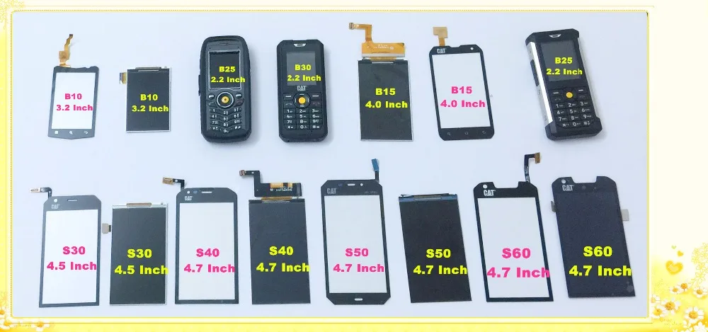 Сенсорный ЖК дисплей для CAT S62 S61 S60 S52 S50 S50C S48C S42 S41 S40 S32 S31 S30 B100 B30 B25 B15 B15Q B10|lcd touch|touch