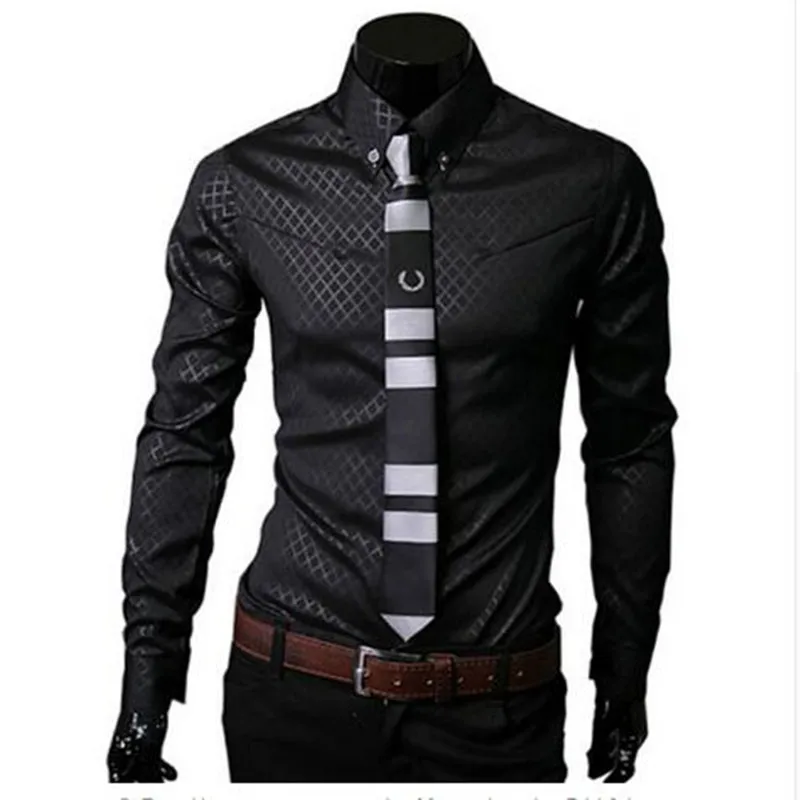 Манер Karierte Hemden 5XL 2018 Neue Men-smokinghemd-lange hulse Dunne Beilaufige Schwarze Weibe Social Mannlich Kleidung | Мужская