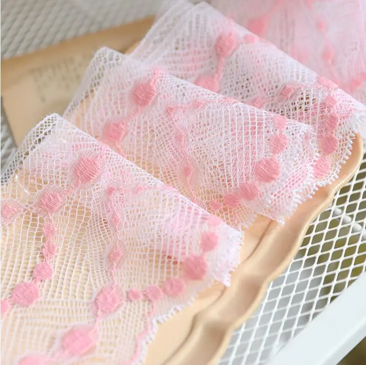 2 Meters 10.3cm Width Mesh Satin Flower Embroidery Pink Elastic Lace Fabric for Hot Dress Skirt Wedding Party Patchwork Sewing | Дом и сад