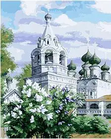 Настенная картина с изображением сидений у храма по номерам для гостиной | Дом и