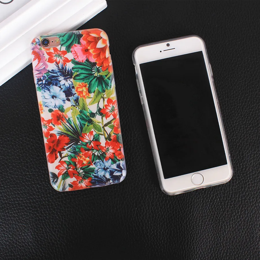 Чехол для iPhone 6 мягкие силиконовые чехлы с цветочным принтом и листьями