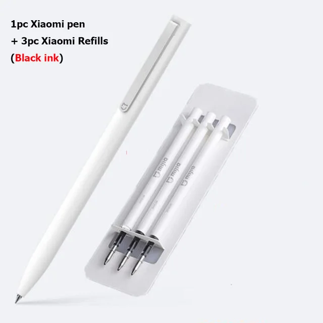 1pen and 3Black ink Оригинальные Xiao mi jia Sign Pens 9,5 мм авторучки PREMEC Smooth Switzerland Япония Черные чернила заправка прочные ручки для подписи mi - Цвет: 1pen and 3Black ink