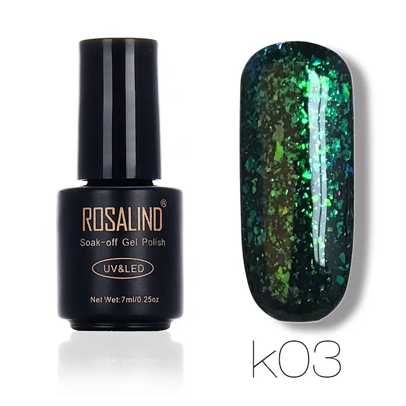RAK03 Rosalind гель 1S 7 мл Блестящий Galaxy лак для ногтей необходим черный блеск для ногтей Полупостоянный гель лак - Цвет: RAK03