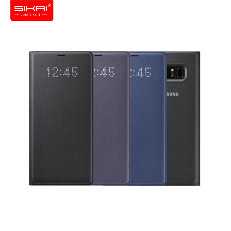 SIKAI 100% Оригинальный светодиодный Чехол книжка для samsung Note 8 умный кожаный чехол
