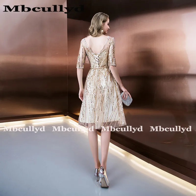 Великолепные Выпускные платья Mbcully с рукавом до локтя V образным вырезом 2020