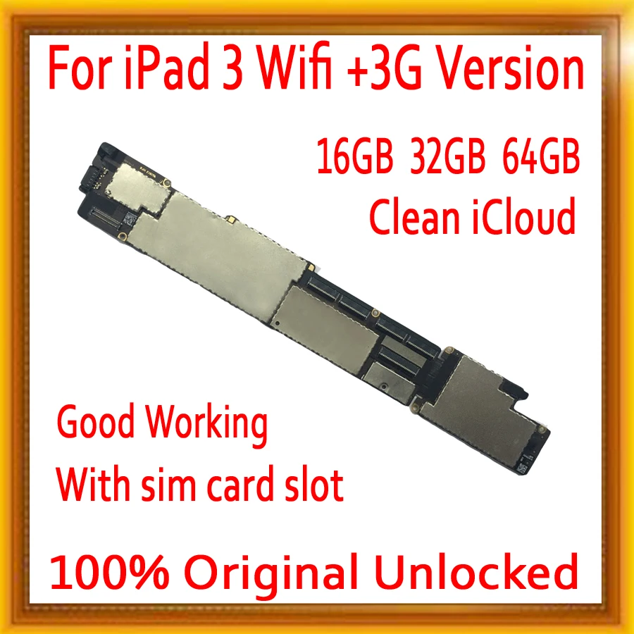 Оригинальная разблокированная материнская плата для ipad 3 wifi + 3G версия со слотом
