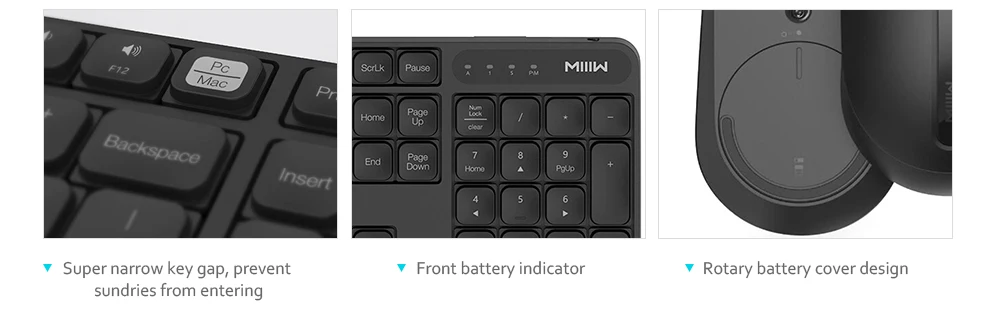 Xiaomi MIIIW, беспроводная клавиатура, мышь, набор, 104 клавиш, Офисная система Windows/Mac, 2,4 ГГц, IPX4, Водонепроницаемая клавиатура с одним ключом