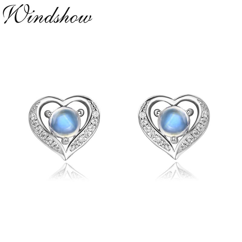 Милые серьги-гвоздики из стерлингового серебра 925 пробы Персиковое сердце круг 7А