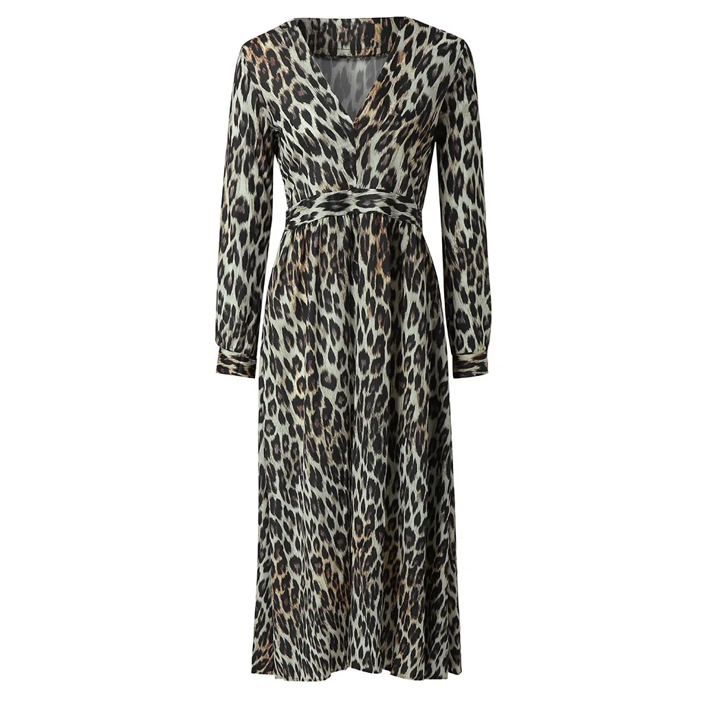 2019 Длинные платья женские повседневные с длинным рукавом летние макси v-образным