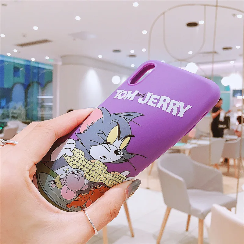 lovely cartoon cat mouse tom Jerry funny Mobile Phone Case for iphone XS MAX XR 6 6s 7 8 plus X 10 Soft TPU fashion case Shell |