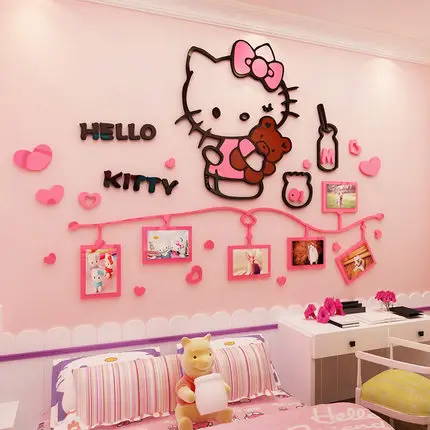 Акриловые детские 3D наклейки Hello kitty обои для детской комнаты | Дом и сад