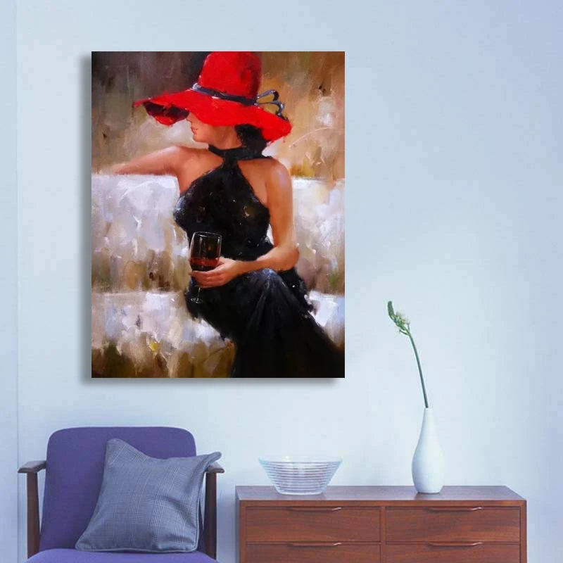 

The Pretty Gir Oil Painting Large size figure paintings For Living Room Wall Hand Painted Canvas Art Poster leisure Fashion