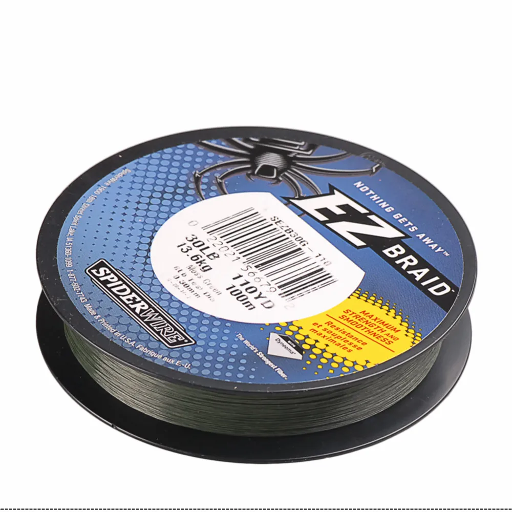 Spiderwire EZ 110yd 100 метровая плетеная полиэтиленовая леска Тесты 10/15/20/30LB темно-зеленый супер гладкий плетеный провод пескария linha-де-песка