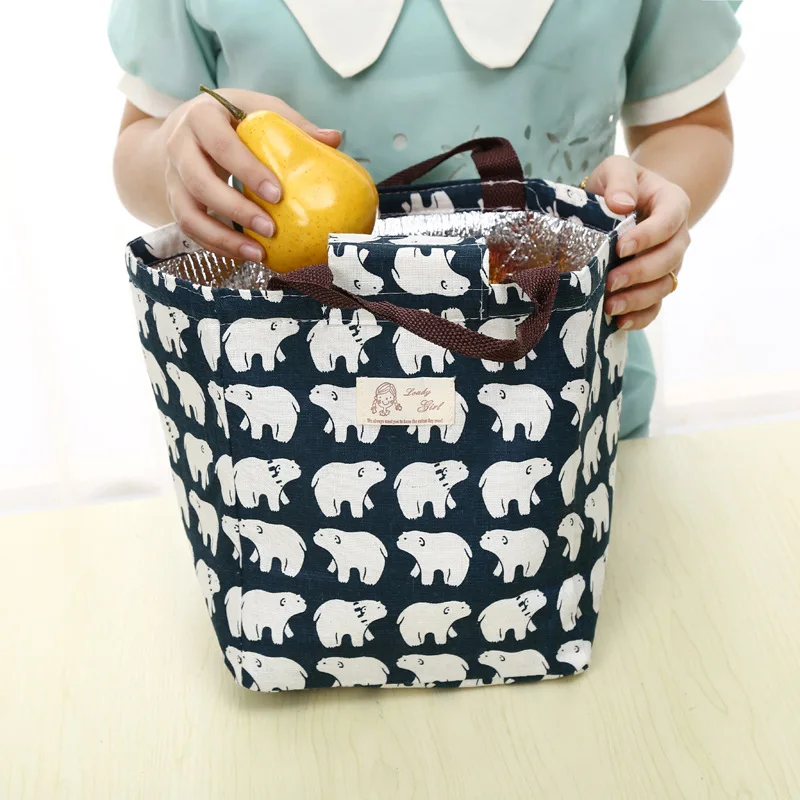 Напечатанный ланч мешок для женщин изолированный Ланч бокс водостойкий