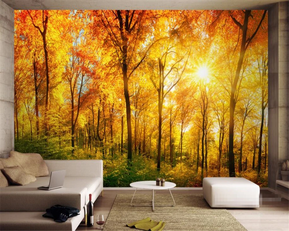 Пользовательские обои с изображением золотых листьев Осенний пейзаж фоновые для