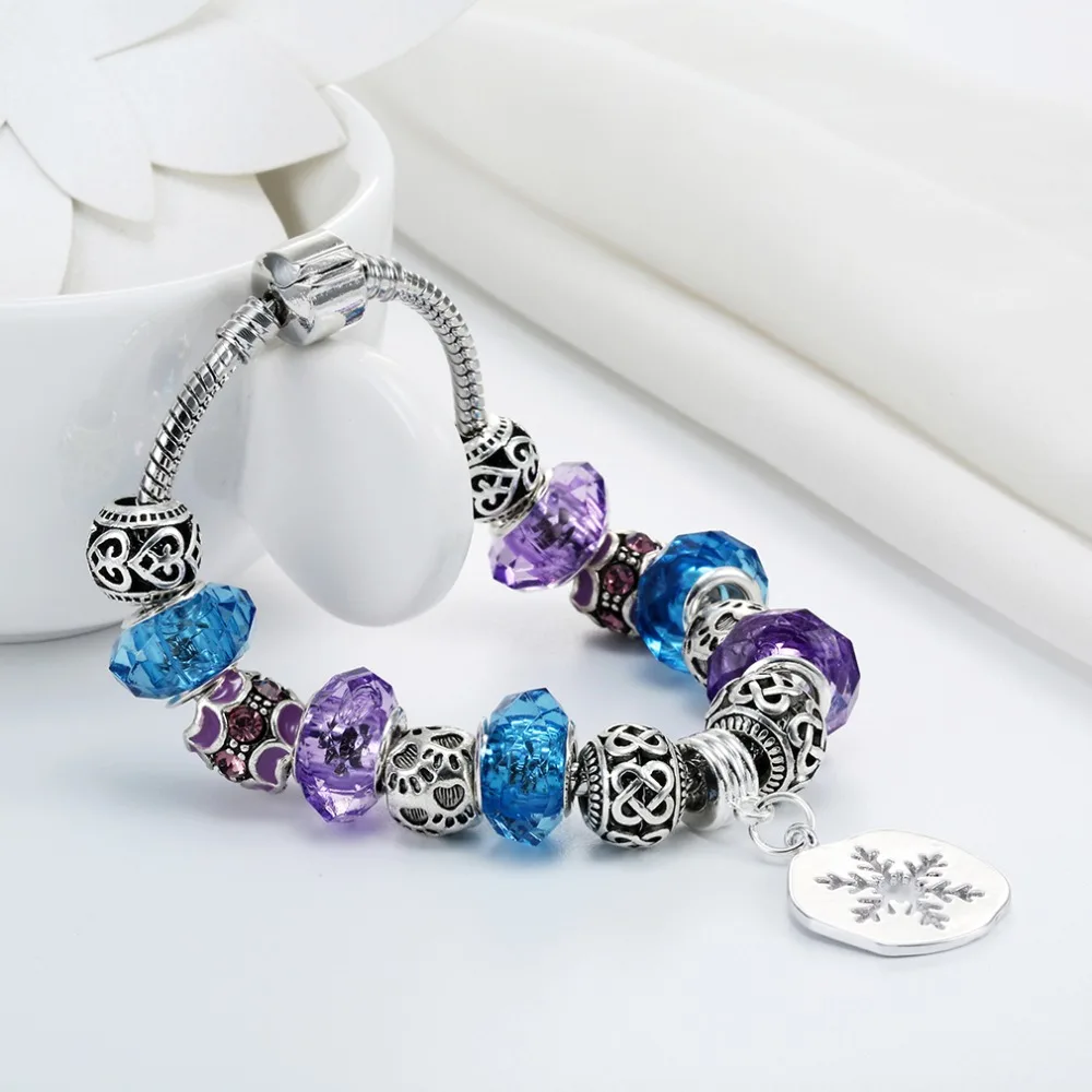 1 ШТ. Винтаж Серебряный Позолоченный Шарм Стекло Браслеты Для Женщин Собака Paw