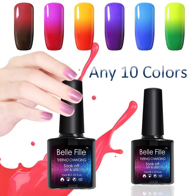 BELLE FILLE Температура Цвет изменение гель лак для ногтей 10 мл Хамелеон Гель DIY любой