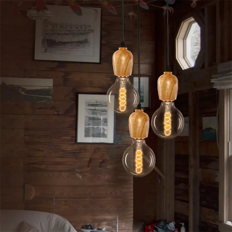 Американский Сельский подвесные светильники Винтаж черный шнур подвесной