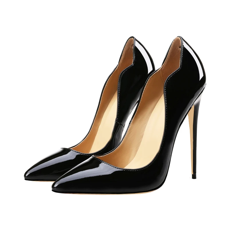 

2019 Fashion free shipping black red Patent leather Poined Toe Stiletto Heel high heel shoe pump HIGH-HEELED SHOES dress shoes