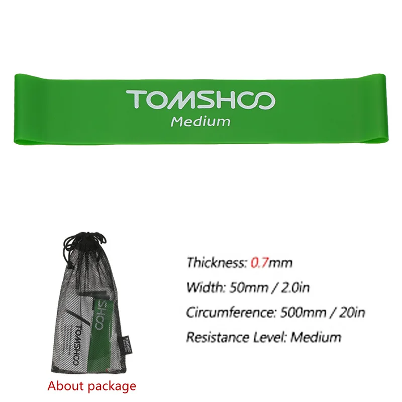 green TOMSHOO Фитнес резиновые ленты эластичные Эспандеры Йога тренировки экспандер тренировки петля латексные тренажеры - Цвет: green