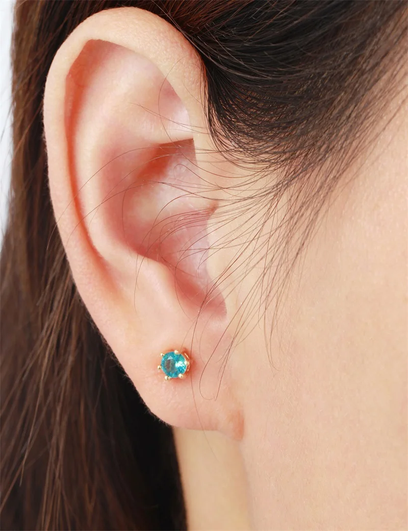 Six Claw Round Ocean Blue Crystal Mini Small Stud Earrings For Women Kids Girls Baby Child Piercing Jewelry Gold Color Aros 4mm|earrings