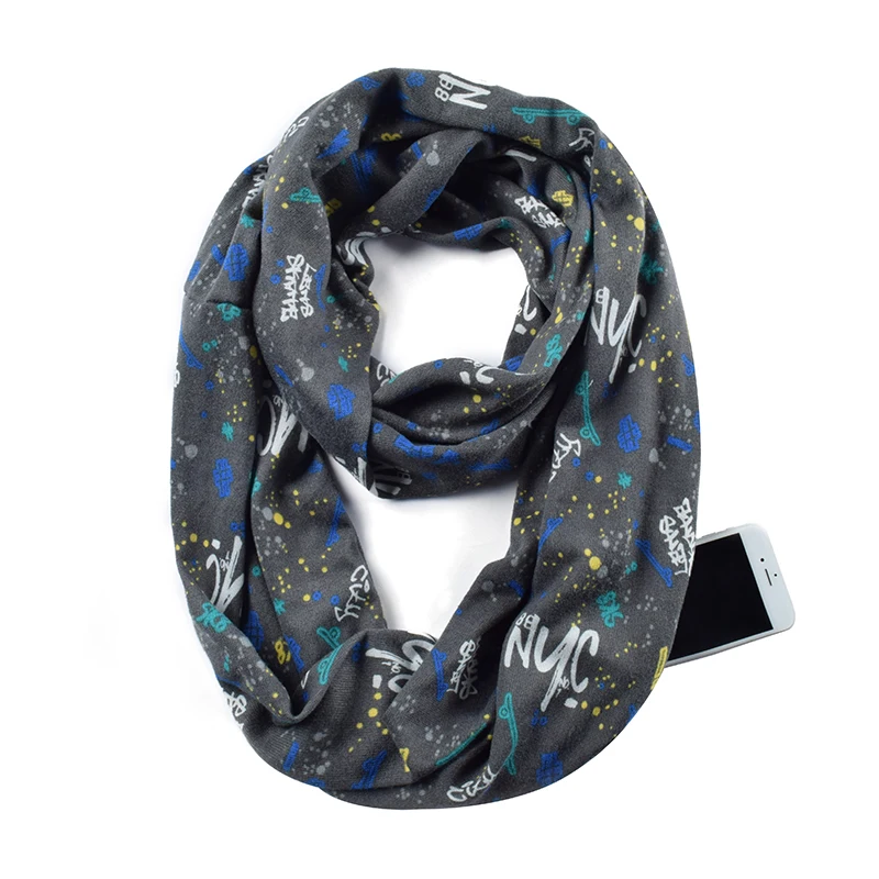 Женский шарф с цветочным узором Infinity белым карманом на молнии шарфы для поездок