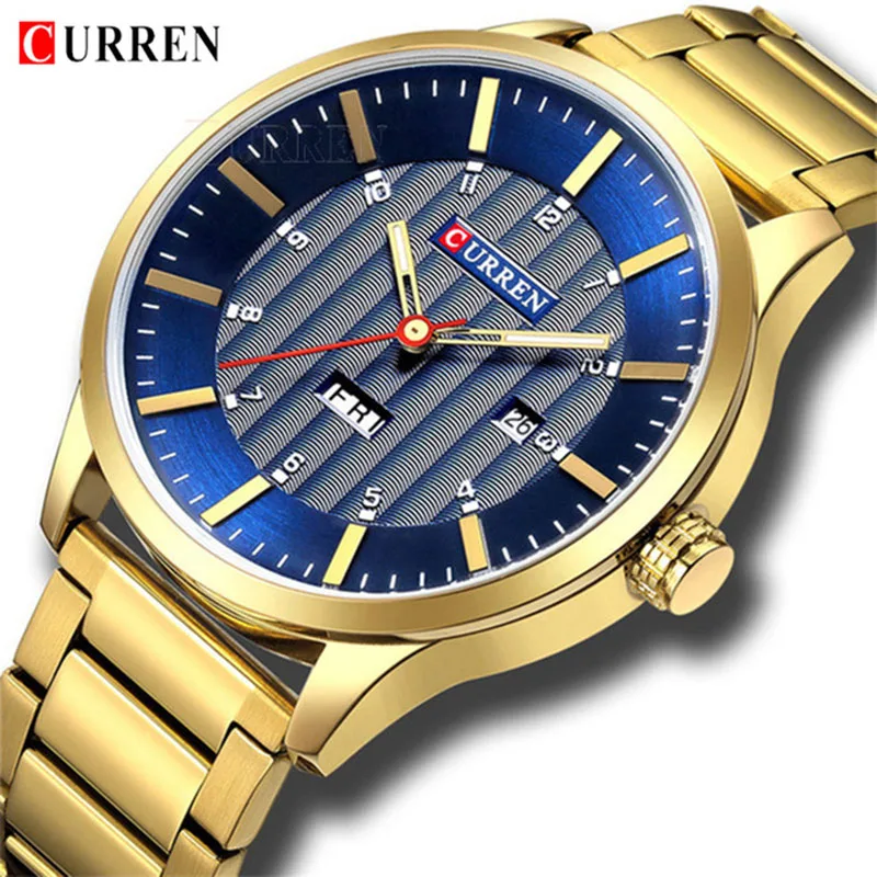 CURREN 8316 новые мужские модные брендовые часы со стальным ремешком и календарем для