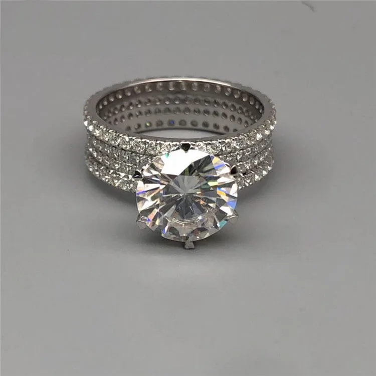 Роскошное женское кольцо с бриллиантами Moissanite 4 карата 18 К белое золото 10 5