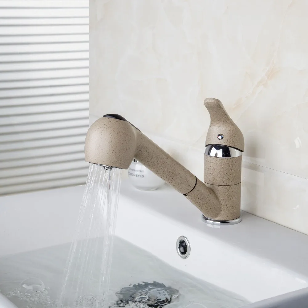 

YANKSMART Pull Out Kitchen Faucet water-saving Painting Finish Basin Mixer Brass Tap Vessel Vanity Sink Lavatory Mixer