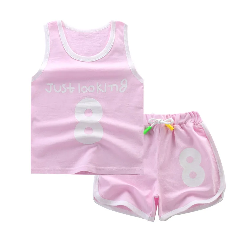 Children Clothing Baby Girl Boy Clothes Summer Vest Sports Tees Tops 2 Pcs 2-6 Years Kids Sets 2019 | Детская одежда и обувь