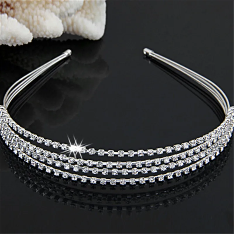 Повязка на голову для невесты 4 ряда тиара со стразами кристаллами модель 1 шт. |