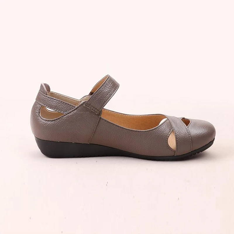 Женские летние балетки мэри джейн на липучке с круглым носком плоской подошве