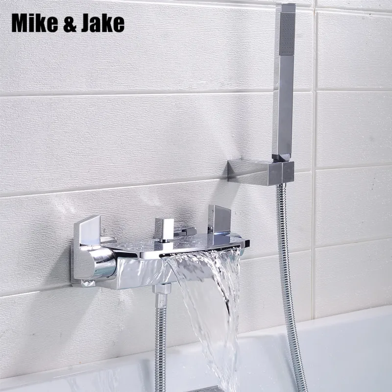 Медный смеситель для ванны настенный водопада хромированная ванна боковая