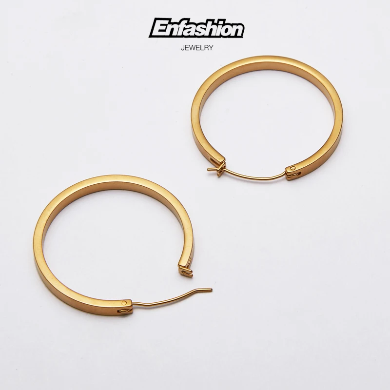 Enfashion винтажные круглые большие серьги-кольца матовые серьги золотистого цвета из нержавеющей стали большие кольца серьги для женщин ювелирные изделия