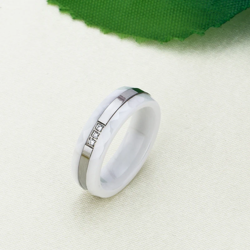 Classic Ceramic Ring For Women Circle CZ Fashion Jewelry Wedding Vintage Retro Crystal Stainless Steel Romantic Finger Rings | Украшения и