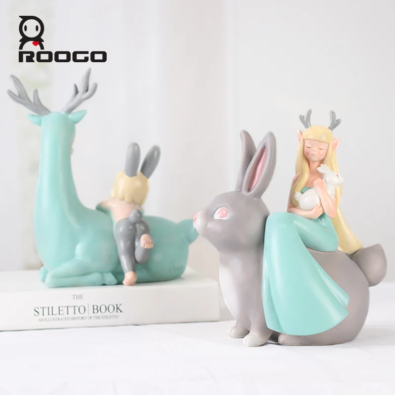 Статуэтки ROOGO из смолы с милыми животными украшение для дома креативный орнамент