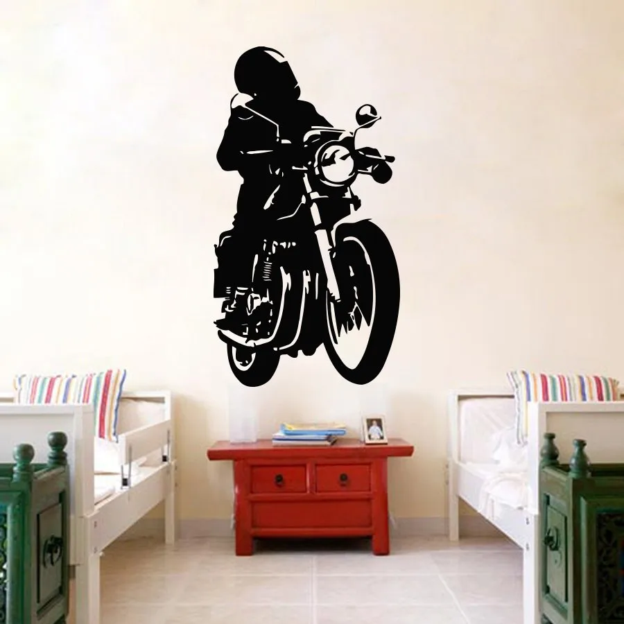 

Motorcycle Man Wall Stickers European Wallpaper Home Decoration Accessories for Removable Bedroom Self Adhesive Wall Art PVC