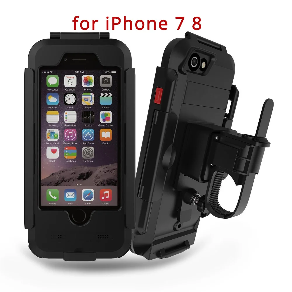 For iPhone 7 8 Водонепроницаемый мотоцикла держатель для мобильного телефона, Поддержка для мобильного телефона для iphone 8 7 5S 6s плюс велосипед gps Чехол-сумочка для телефона с отделением для Поддержка Moto - Цвет: For iPhone 7 8