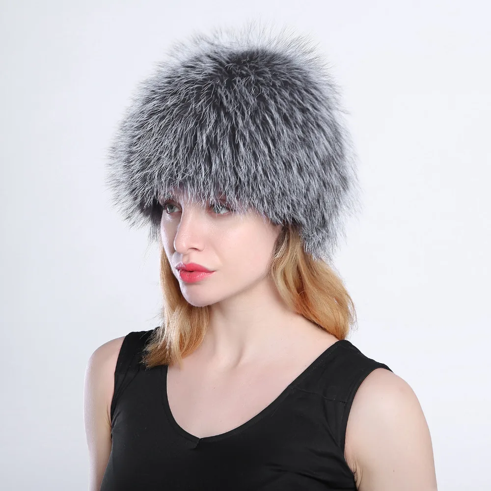 Женская меховая шапка из лисы/енота/лисы для осени и зимы теплая вязаная женская шапка из лисьего меха