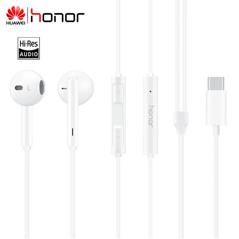 Honor Type-C Honor type-C наушники-вкладыши проводные наушники AM33 Голосовое управление с микрофоном для Mate10 V20 P20 Mate10 Pro - Цвет: Honor Type-C