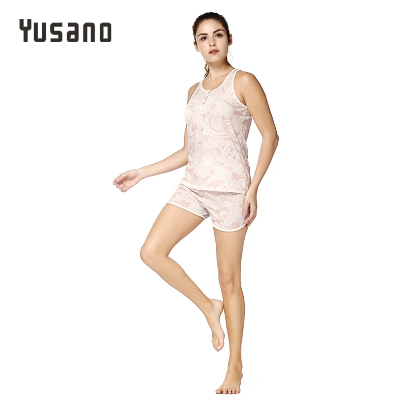 Женский пижамный комплект с шортами Хлопковая пижама без рукавов пуговицами